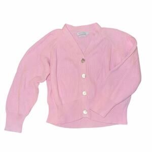 Vintage Paul James 100% cotton pink button front ribbed knit cardigan sweater L